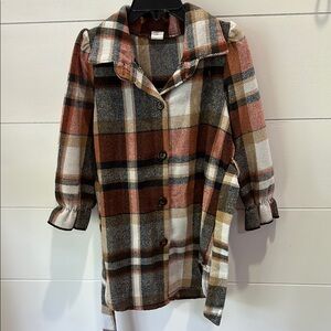 SHEIN Plaid Kids Dress - Brown, Black, White